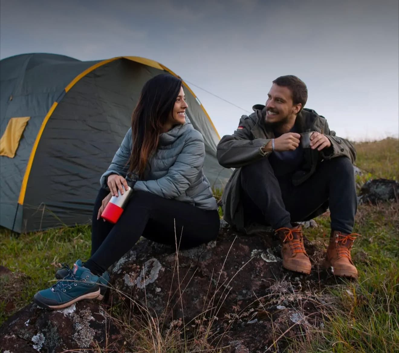 Hiker standing on mountain peak