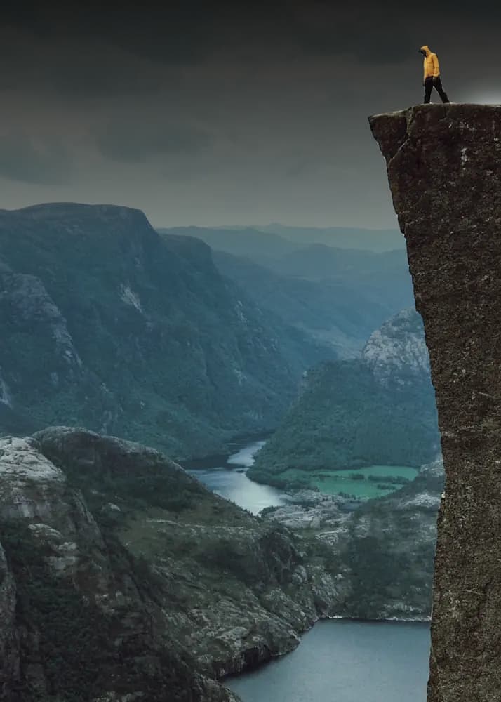 Hiker on mountain trail