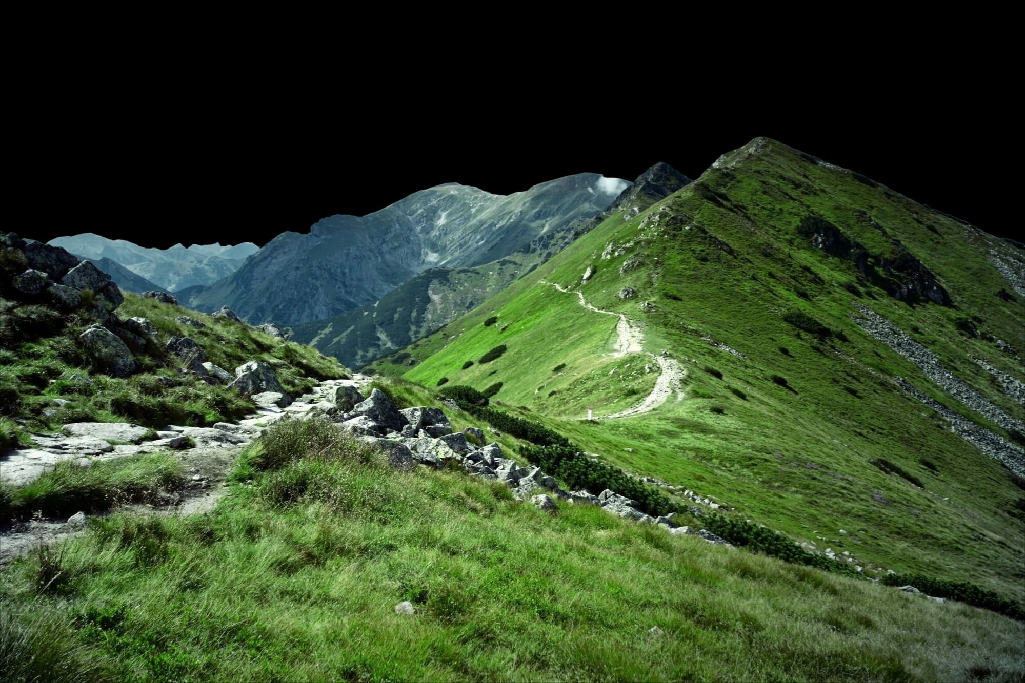 Mountain landscape with hiking trails